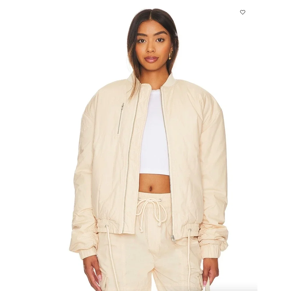 Lovers Friends x Lindsi Lane Revolve NWT Wren Zip Bomber Jacket Macadamia S‎